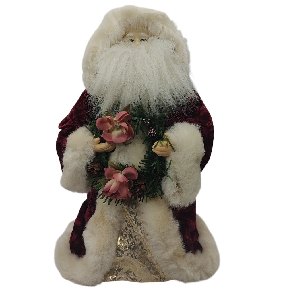 Vintage Santa Claus Christmas Tree Topper Table Top Holiday‎ Decoration Red Gold